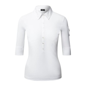 Bluzka z wykładanym kołnierzem z gładkiego materiału w kontrastowym kolorze