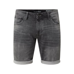 Szorty jeansowe o kroju slim fit z dzianiny dresowej stylizowanej na denim