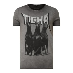 T-shirt z efektem sprania z nadrukiem