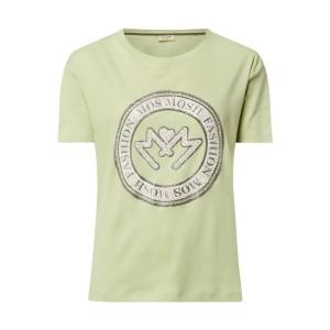 T-shirt z detalem z logo model ‘Leah’