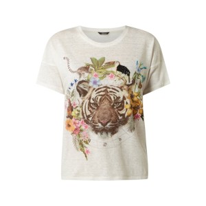 T-shirt z lnu z cekinami