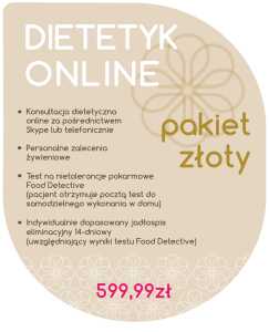 Dietetyk Online - Pakiet Złoty (test na nietolerancje pokarmowe Food Detective do samodzielnego wykonania wysyłany kurierem)