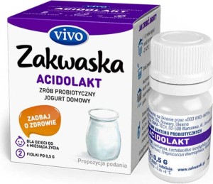 Jogurt domowy ACIDOLAKT żywe kultury bakterii probiotyk opakowanie 2 x 0,5g ZAKWASKI VIVO