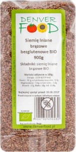 Siemię lniane brązowe bezglutenowe BIO 900g Denver Food