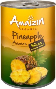 ANANAS PLASTRY W SOKU WŁASNYM (PUSZKA) BIO 400 g - AMAIZIN