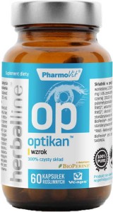 Optikan wzrok z dodatkiem BioPerine 60 kapsułek Vcaps PharmoVit Herballine