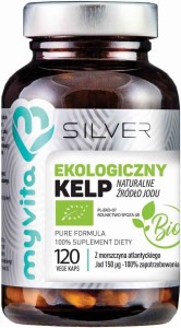 Kelp ekologiczny z morszczyna atlantyckiego BIO Jod 150µg 120 kapsułek MyVita Silver Pure