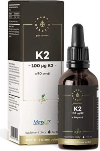 Witamina K2mk7 K2-MK7 w płynie 100 mcg 90 porcji 50 ml Aura Herbals Premium