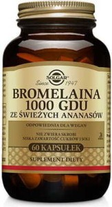 Bromelaina Bromelain 1000 mg GDU ze świeżych ananasów 60 kapsułek Solgar