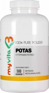 Potas 100% Cytrynian potasu czysty proszek bez dodatków 500g MyVita