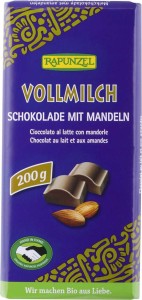 CZEKOLADA MLECZNA Z MIGDAŁAMI BIO 200 g - RAPUNZEL