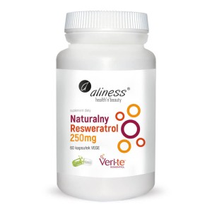 Naturalny resweratrol z fermentacji drożdży 250 mg 100 kapsułek Aliness
