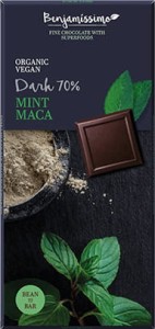 Czekolada wegańska gorzka z miętą i macą bezglutenowa BIO 70 g Benjamissimo