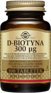 D-biotyna 300ug 100 tabletek Solgar