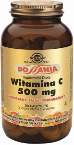 Witamina C 500mg naturalny smak pomarańczy 90 pastylek do ssania Solgar