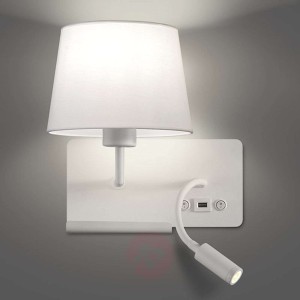 Lampa ścienna Hold lewa z ramieniem i portem USB