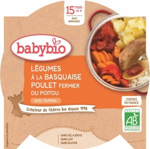 Danie warzywa basquaise z kurczakiem od 15 miesiąca bezglutenowe BIO 260 g BABYBIO