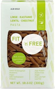 Makaron (z żółtej soczewicy i kasztanów) Penne bezglutenowy BIO 300 g – Alb-gold (Fit'n'free)