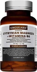 Cytrynian magnezu 120 mg + witamina B6 0,7 mg 120 tabletek Singularis