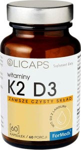 Witaminy K2 i D3 z lanoliny 60 porcji 60 kapsułek Olicaps ForMeds