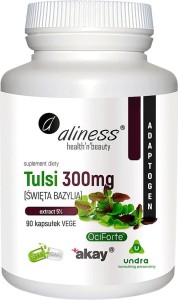 Tulsi Święta bazylia 300 mg ekstrakt 5% 90 kapsułek vege Aliness