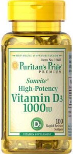 Witamina D3 1000 IU 100 kapsułek Puritan's Pride