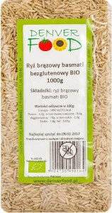 Ryż brązowy basmati bezglutenowy BIO 1000g Denver Food