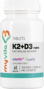 Witamina K2 MK-7 K2MK7 + D3 100mcg + 2000IU 60 tabletek MyVita