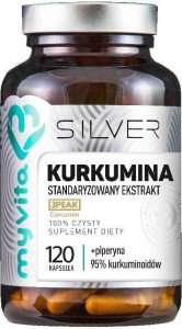 Kurkumina standaryzowany ekstrakt + piperyna 120 kapsułek MyVita Silver Pure