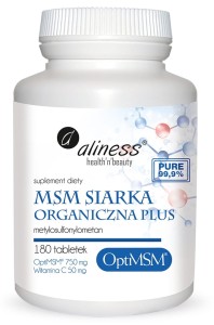 MSM siarka organiczna OptiMSM plus 180 tabletek Aliness