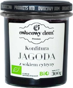 KONFITURA JAGODA Z SOKIEM Z CYTRYNY BIO 300 g - OWOCOWY DOM