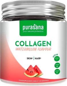KOLAGEN W PROSZKU O SMAKU ARBUZOWYM NA SKÓRĘ I WŁOSY BEZGLUTENOWY 250 g - PURASANA