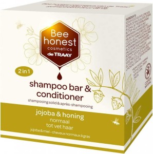 SZAMPON I ODŻYWKA DO WŁOSÓW NORMALNYCH I PRZETŁUSZCZAJĄCYCH SIĘ 2w1 W KOSTCE OLEJ JOJOBA I MIÓD ECO 80 g - BEE HONEST