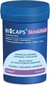 Włosy i paznokcie Biotyna Cynk witamina E Kwas Pantotenowy Krzem MSM Selen Skin & Hair 60 porcji 60 kapsułek ForMeds