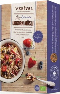 Musli pełnoziarniste z jagodami 325g EKO Verival