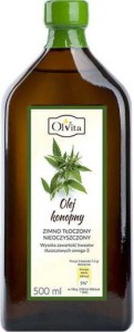 Olej konopny zimnotłoczony nieoczyszczony 500ml OLVITA