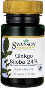 Miłorząb Japoński Ginkgo Biloba ekstrakt 24% 60mg 30 kapsułek SWANSON