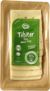 SER TILSITER (TYLŻYCKI) PLASTRY BIO (45 % TŁUSZCZU W SUCHEJ MASIE) 150 g - OMA