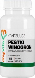 Ekstrakt z pestek winogron standaryzowany 100 mg 60 kapsułek MyVita