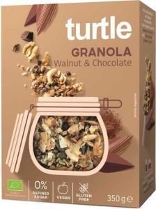 GRANOLA ORZECH WŁOSKI - CZEKOLADA BEZGLUTENOWA BIO 350 g - TURTLE