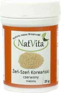 Żeń-szeń koreański CZERWONY mielony Korean Ginseng Panax 25g NATVITA