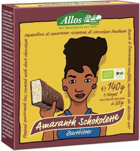 Baton amarantusowy w gorzkiej czekoladzie BIO 140 g (5 szt.) - Allos