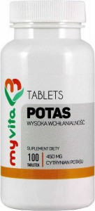 Potas cytrynian potasu 450mg 100 tabletek MyVita