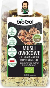 MUSLI OWOCOWE Z HERBATĄ MATCHA I NASIONAMI CHIA BIO 300 g - BIOGOL