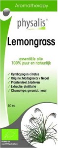 OLEJEK ETERYCZNY LEMONGRASS (TRAWA CYTRYNOWA) BIO 10 ml - PHYSALIS