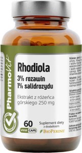 Rhadiola 3% rozawin 1% salidrozydu Estrakt z różeńca górskiego 250 mg 60 kapsułek PharmoVit