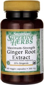 Imbir forte ekstrakt standaryzowany Maximum-Strength Ginger Root Extract 200mg 60 kapsułek SWANSON