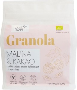 GRANOLA MALINA&KAKAO BEZGLUTENOWA BIO 200 g - PURE&SWEET