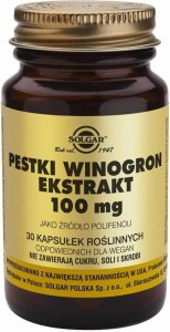 Pestki winogron ekstrakt źródło polifenoli 100mg 30 kapsułek Solgar