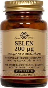 Selen związany z drożdżami 200µg 50 tabletek Solgar